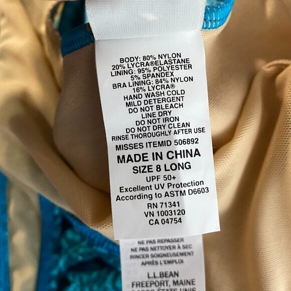 L.L. Bean Tankini Swim Top Teal Printed Women's Size 8‎ Long - Picture 5 of 6